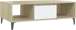 vidaXL - Salontafel - 103,5x60x35 - cm - bewerkt - hout - wit - en - sonoma - eikenkleur