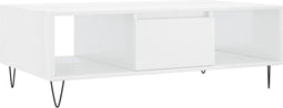 vidaXL - Salontafel - 104x60x35 - cm - bewerkt - hout - hoogglans - wit