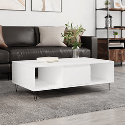 vidaXL - Salontafel - 104x60x35 - cm - bewerkt - hout - wit
