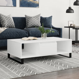 vidaXL - Salontafel - 104x60x35 - cm - bewerkt - hout - wit