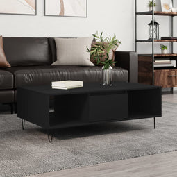 vidaXL - Salontafel - 104x60x35 - cm - bewerkt - hout - zwart