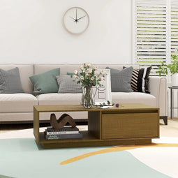 vidaXL - Salontafel - 110x50x33,5 - cm - massief - grenenhout - honingbruin