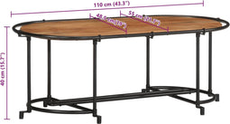 vidaXL - Salontafel - 110x55x40 - cm - massief - acaciahout