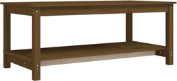 vidaXL - Salontafel - 110x55x45 - cm - massief - grenenhout - honingbruin