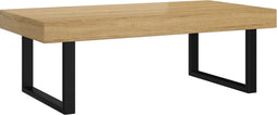 vidaXL - Salontafel - 120x60x40 - cm - MDF - en - ijzer - lichtbruin - en - zwart