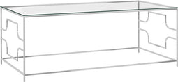 vidaXL - Salontafel - 120x60x45 - cm - roestvrij - staal - en - glas - zilverkleurig