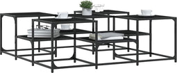 vidaXL - Salontafel - 121x121x40 - cm - bewerkt - hout - zwart