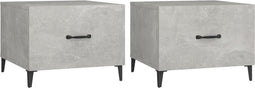 vidaXL - Salontafel - 2 - st - met - metalen - poten - 50x50x40 - cm - betongrijs