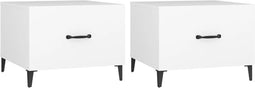 vidaXL - Salontafel - 2 - st - met - metalen - poten - 50x50x40 - cm - wit