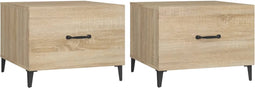 vidaXL - Salontafel - 2 - st - met - metalen - poten - 50x50x40 - cm - sonoma - eikenkleur