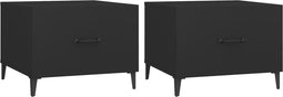 vidaXL - Salontafel - 2 - st - met - metalen - poten - 50x50x40 - cm - zwart