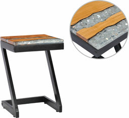 vidaXL - Salontafel - 30x30x50 - cm - massief - teakhout - en - polyresin