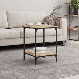 vidaXL - Salontafel - 40x40x55 - cm - bewerkt - hout - sonoma - eikenkleurig