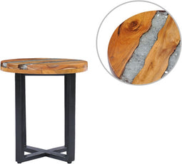 vidaXL - Salontafel - 40x45 - cm - massief - teakhout - en - polyresin
