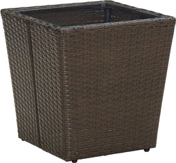 vidaXL - Salontafel - 41,5x41,5x44 - cm - poly - rattan - en - gehard - glas - bruin