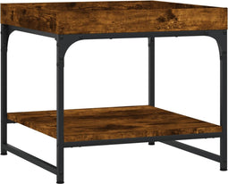 vidaXL - Salontafel - 49,5x49,5x45 - cm - bewerkt - hout - gerookt - eikenkleurig