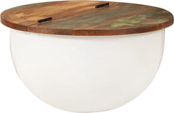 vidaXL - Salontafel - 50x27 - cm - massief - gerecycled - hout - wit