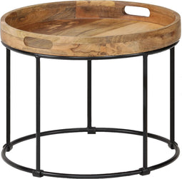vidaXL - Salontafel - 50x40 - cm - massief - mangohout - en - staal