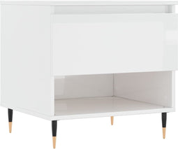 vidaXL - Salontafel - 50x46x50 - cm - bewerkt - hout - hoogglans - wit