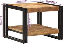 vidaXL - Salontafel - 50x50x38 - cm - massief - ruw - hout - mango