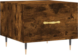 vidaXL - Salontafel - 50x50x40 - cm - bewerkt - hout - gerookt - eikenkleurig