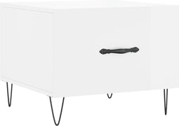 vidaXL - Salontafel - 50x50x40 - cm - bewerkt - hout - hoogglans - wit