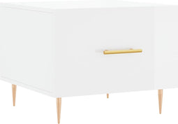 vidaXL - Salontafel - 50x50x40 - cm - bewerkt - hout - hoogglans - wit