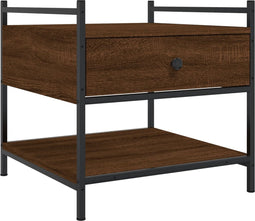 vidaXL - Salontafel - 50x50x50 - cm - bewerkt - hout - bruin - eikenkleur