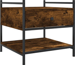vidaXL - Salontafel - 50x50x50 - cm - bewerkt - hout - gerookt - eikenkleurig