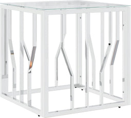 vidaXL - Salontafel - 50x50x50 - cm - roestvrij - staal - en - glas - zilverkleurig