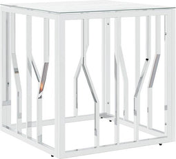 vidaXL - Salontafel - 50x50x50 - cm - roestvrij - staal - en - glas - zilverkleurig