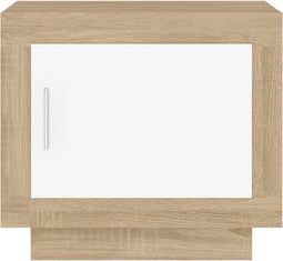 vidaXL - Salontafel - 51x50x45 - cm - bewerkt - hout - wit - en - sonoma - eikenkleurig