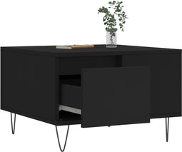 vidaXL - Salontafel - 55x55x36,5 - cm - bewerkt - hout - zwart