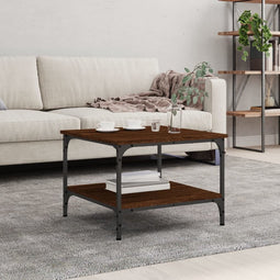 vidaXL - Salontafel - 55x55x40 - cm - bewerkt - hout - bruin - eikenkleur