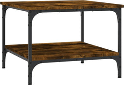 vidaXL - Salontafel - 55x55x40 - cm - bewerkt - hout - gerookt - eikenkleurig