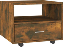 vidaXL - Salontafel - 55x55x40 - cm - bewerkt - hout - gerookt - eikenkleurig