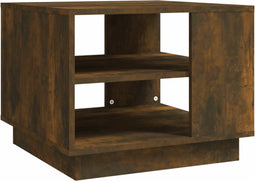 vidaXL - Salontafel - 55x55x43 - cm - bewerkt - hout - gerookt - eikenkleurig
