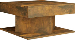 vidaXL - Salontafel - 57x57x30 - cm - bewerkt - hout - gerookt - eikenkleurig