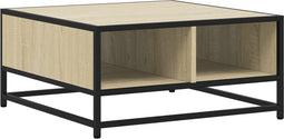 vidaXL - Salontafel - 60,5x60,5x30 - cm - bewerkt - hout - en - metaal - sonoma - eiken