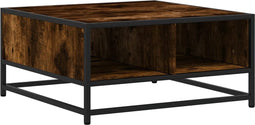 vidaXL - Salontafel - 60,5x60,5x30 - cm - bewerkt - hout - en - metaal - gerookt - eiken