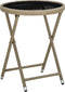 vidaXL - Salontafel - 60 - cm - poly - rattan - en - gehard - glas - beige