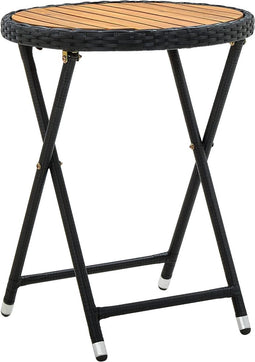 vidaXL - Salontafel - 60 - cm - poly - rattan - en - massief - acaciahout - zwart