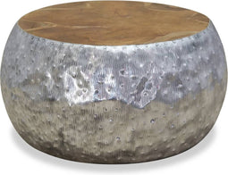 vidaXL - Salontafel - 60x60x30 - cm - aluminium - teakhout