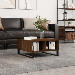 vidaXL - Salontafel - 60x60x30 - cm - bewerkt - hout - bruineiken