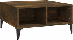 vidaXL - Salontafel - 60x60x30 - cm - bewerkt - hout - gerookt - eikenkleurig