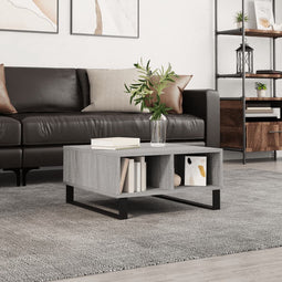 vidaXL - Salontafel - 60x60x30 - cm - bewerkt - hout - grijs - sonoma - eikenkleurig