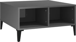 vidaXL - Salontafel - 60x60x30 - cm - bewerkt - hout - hoogglans - grijs