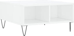 vidaXL - Salontafel - 60x60x30 - cm - bewerkt - hout - hoogglans - wit