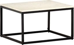 vidaXL - Salontafel - 60x60x35 - cm - echt - steen - met - marmeren - textuur - wit