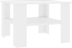 vidaXL - Salontafel - 60x60x42 - cm - bewerkt - hout - hoogglans - wit